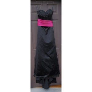 BILL LEVKOFF Black and Pink Long Strapless Formal Ball Gown Size 12 RN82955